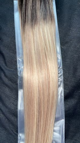 Customer photo review of Moresoo Tape in Real Remy Straight Human Hair Extension Balayage(#1B/18/60)