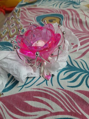 Customer photo review of Flower Candle stand Pink