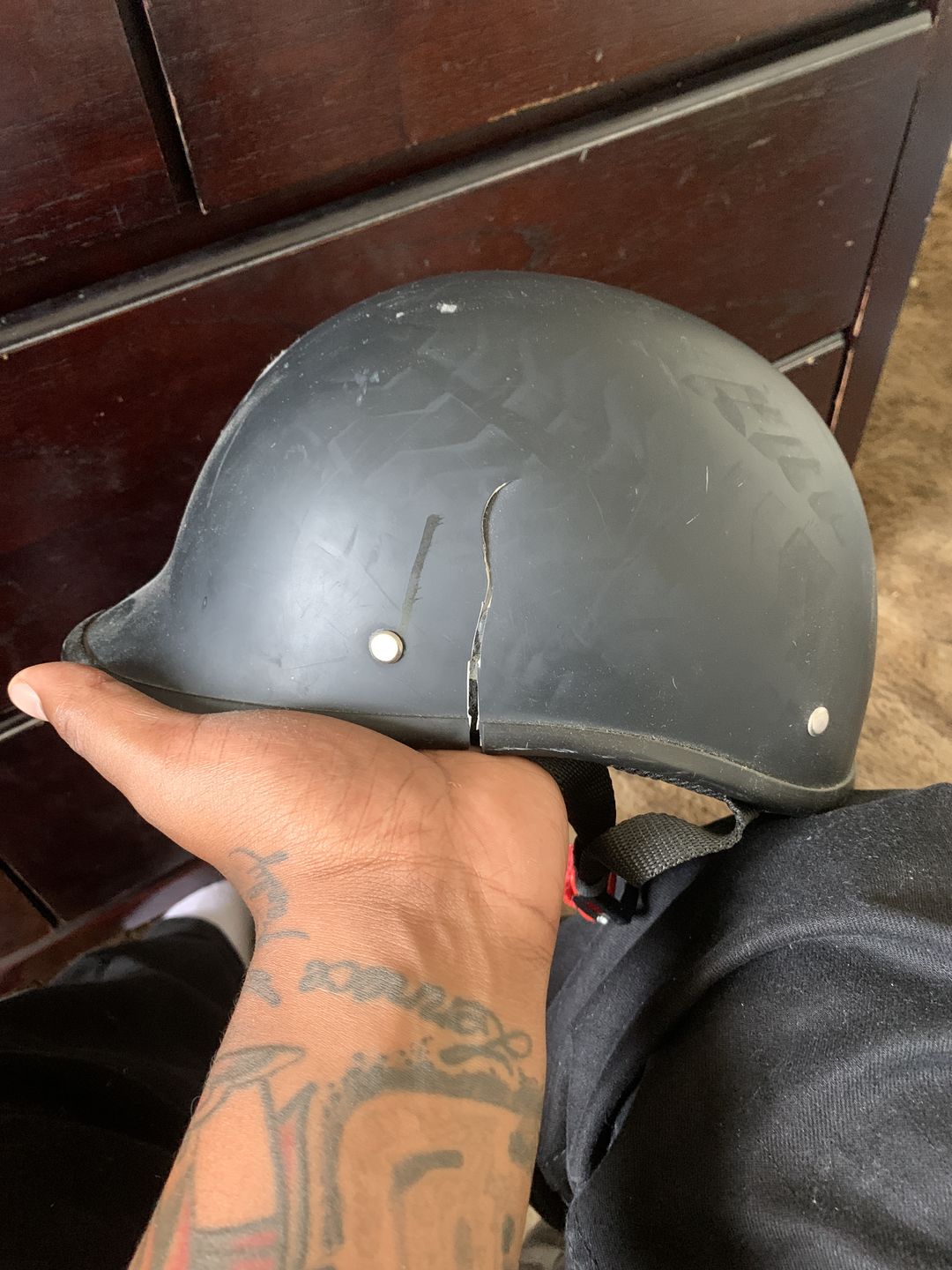 Customer photo review of Smallest SOA Half Helmet