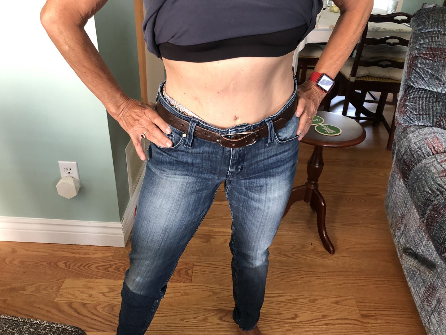 Customer photo review of Aika - Black Leather Waist Belt with Oval Buckle - Made in Canada