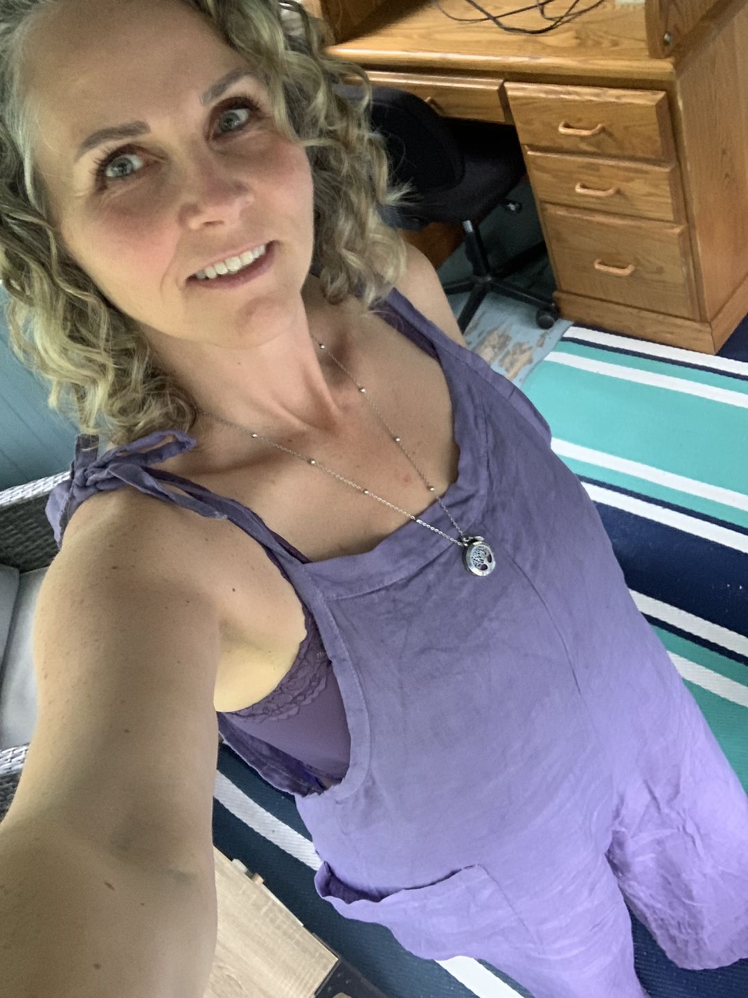 Customer photo review of Lighter Days Linen Jumpsuit (Lilac)