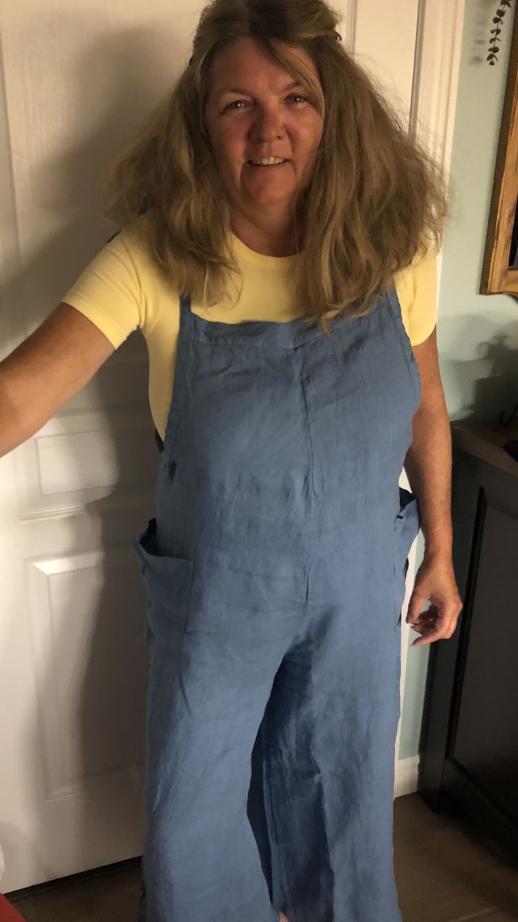 Customer photo review of Lighter Days Linen Jumpsuit (Dark Denim)
