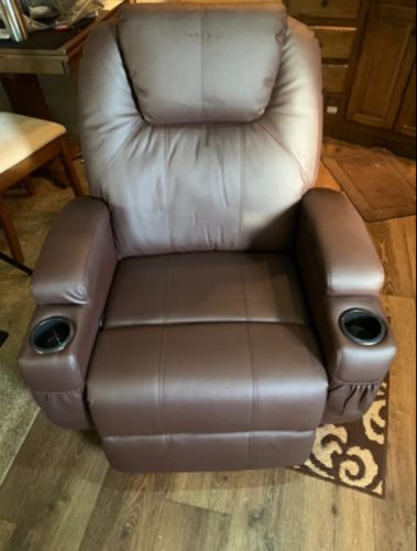 Customer photo review of Esright Massage Recliner Chair Heated PU Leather Ergonomic Lounge 360 Degree Swivel, Brown
