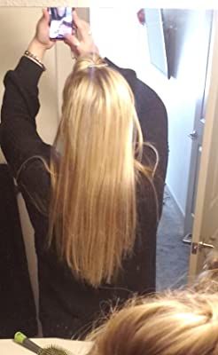 Customer photo review of Full Shine Fusion Nail U Tip Human Hair Extensions 100% Remy Hair Highlights (#3P27)