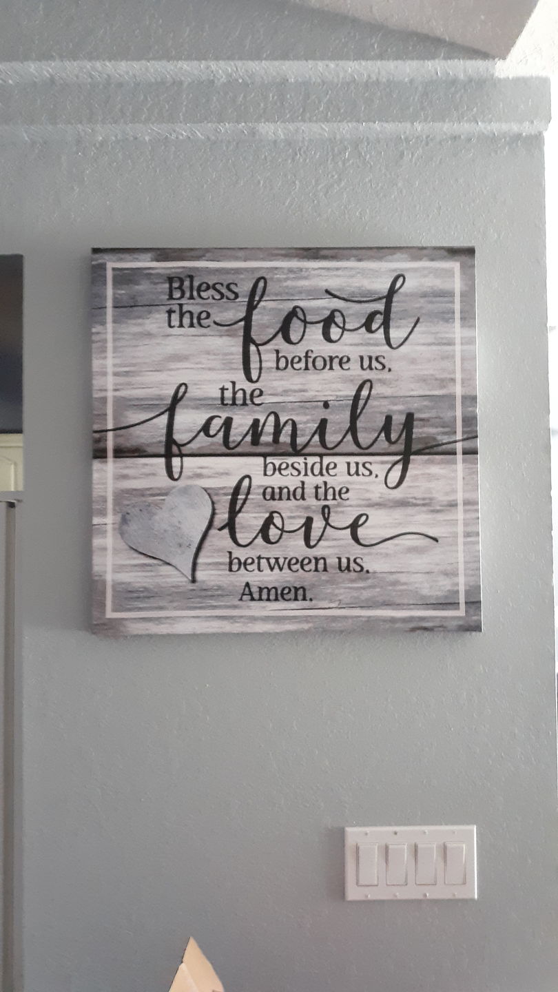 Customer photo review of "Food, Family, Love" Premium Canvas