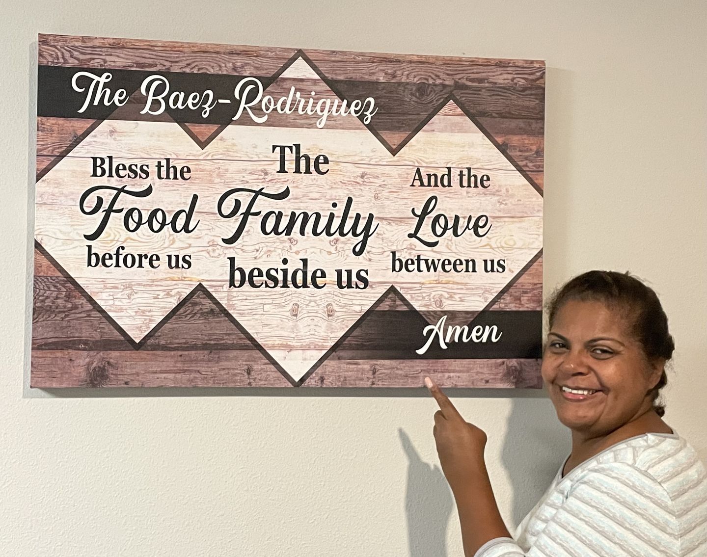 Customer photo review of Personalized "Bless The Food Family Love" Premium Canvas