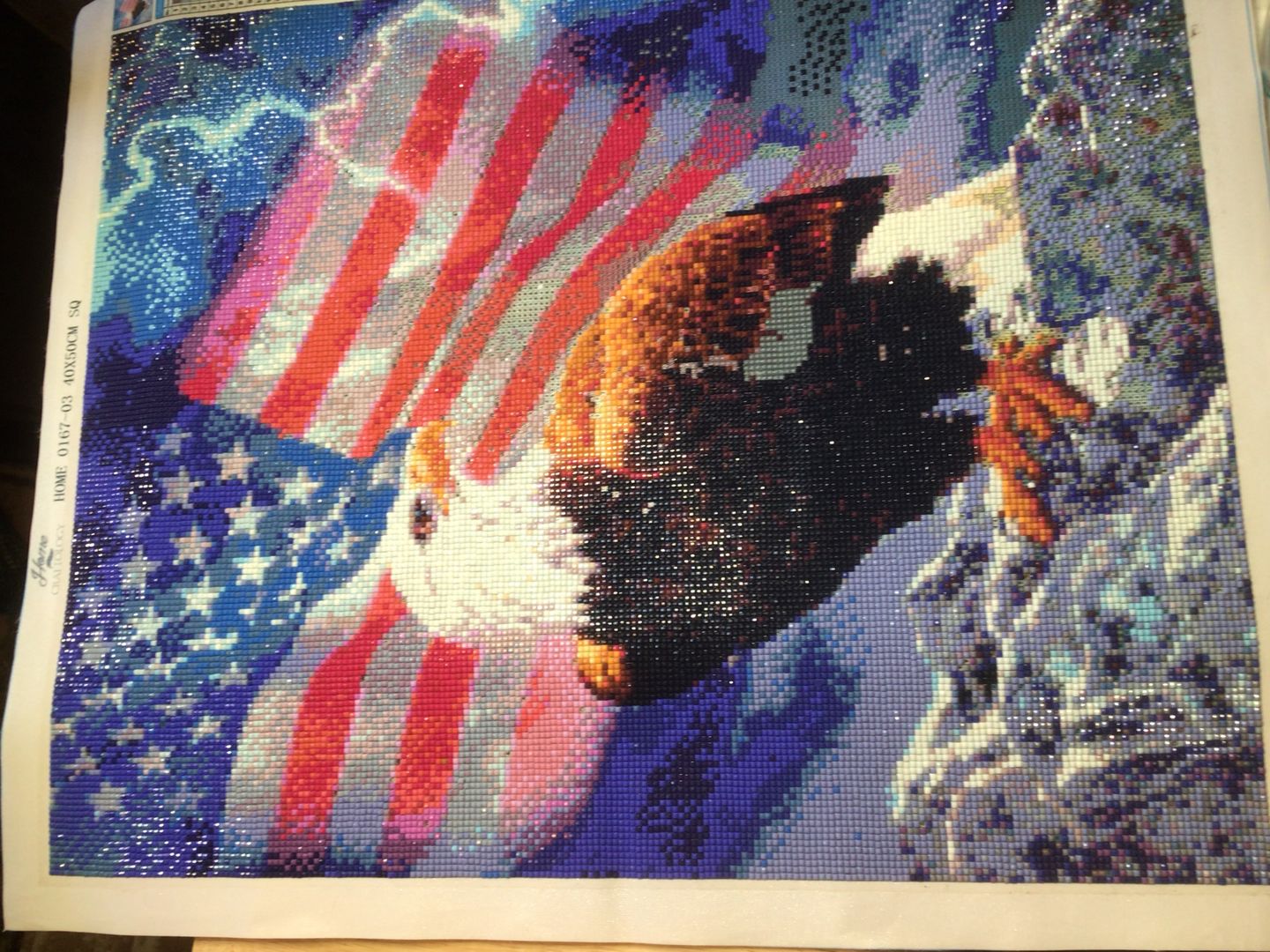 Customer photo review of American Flag with Fierce Eagle - Diamond Painting Kit