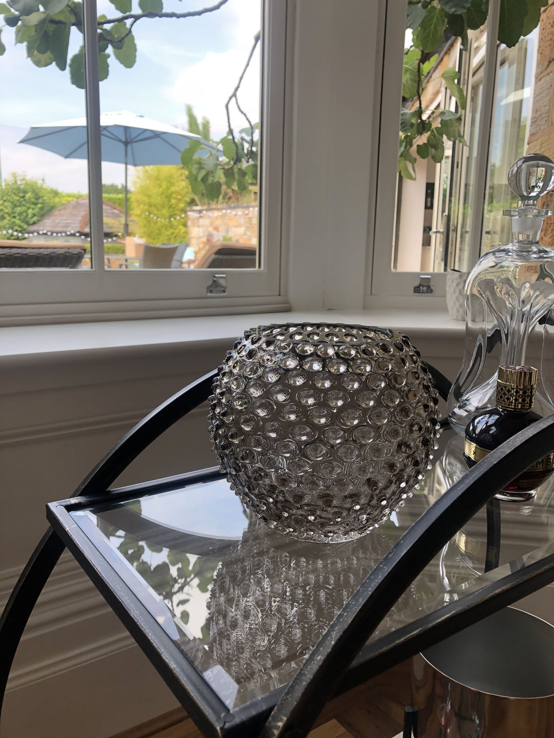 Customer photo review of Underlay Black Smoke Hobnail Vase