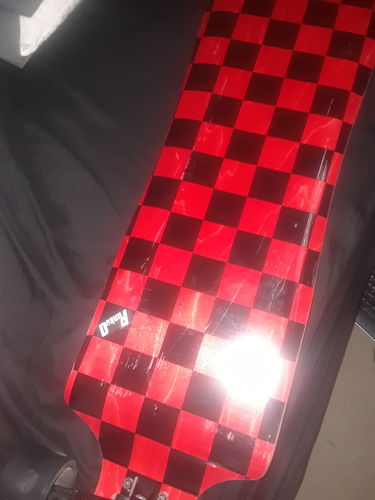 Customer photo review of Punked Lowrider Longboard Deck - Checker Red
