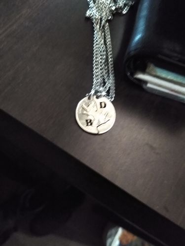 Customer photo review of Initial Necklace, Sign Language Jewelry, ASL I Love You, Deaf, Interlocking Puzzle