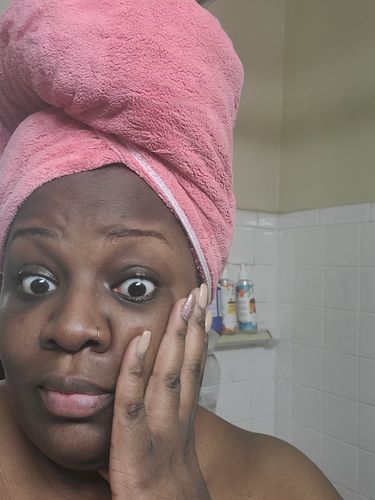 Customer photo review of Microfiber Turban Locs Towel (2 Colors)