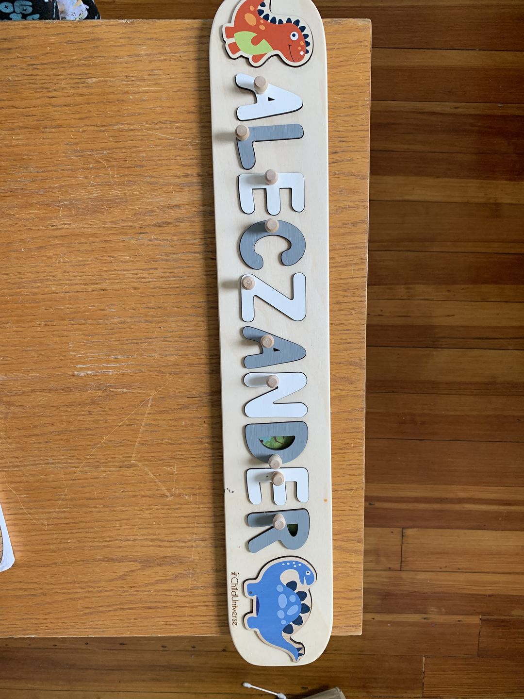 Customer photo review of Boy Dinosaur Name Puzzle