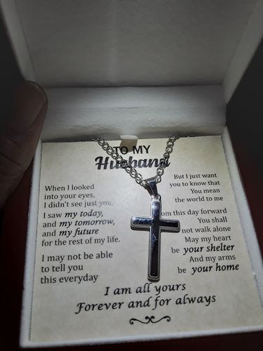 Customer photo review of To My Man | You are My Everything | Cross Necklace