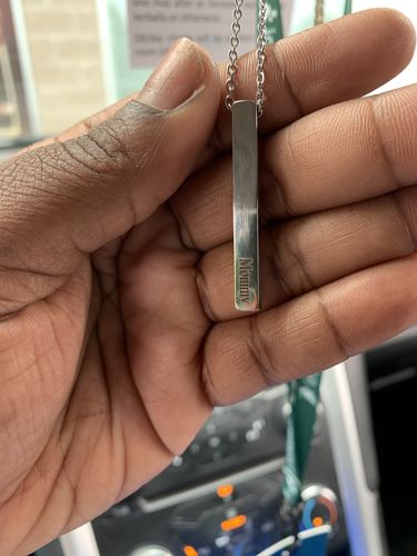 Customer photo review of Custom Nameplace Necklace (Vertical)