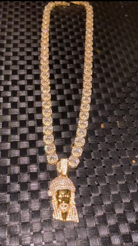 Customer photo review of Gold Diamond Iced out Jesus Pendant