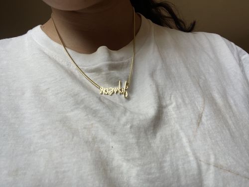 Customer photo review of Cursive Style Name Necklace
