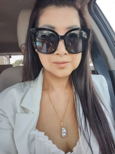 Customer photo review of Single Drop Luxury Baroque Pearl Necklace