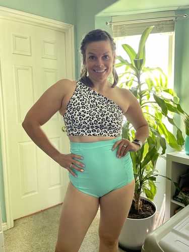 Customer photo review of Sun Baked Bottoms | Neon Aqua