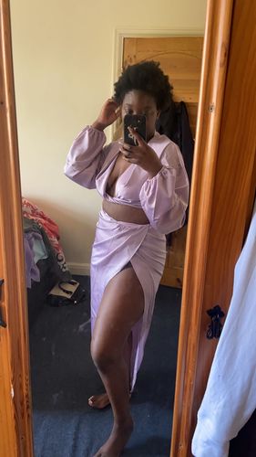 Customer photo review of High Split Stylish Deep V Neck Dress Suit