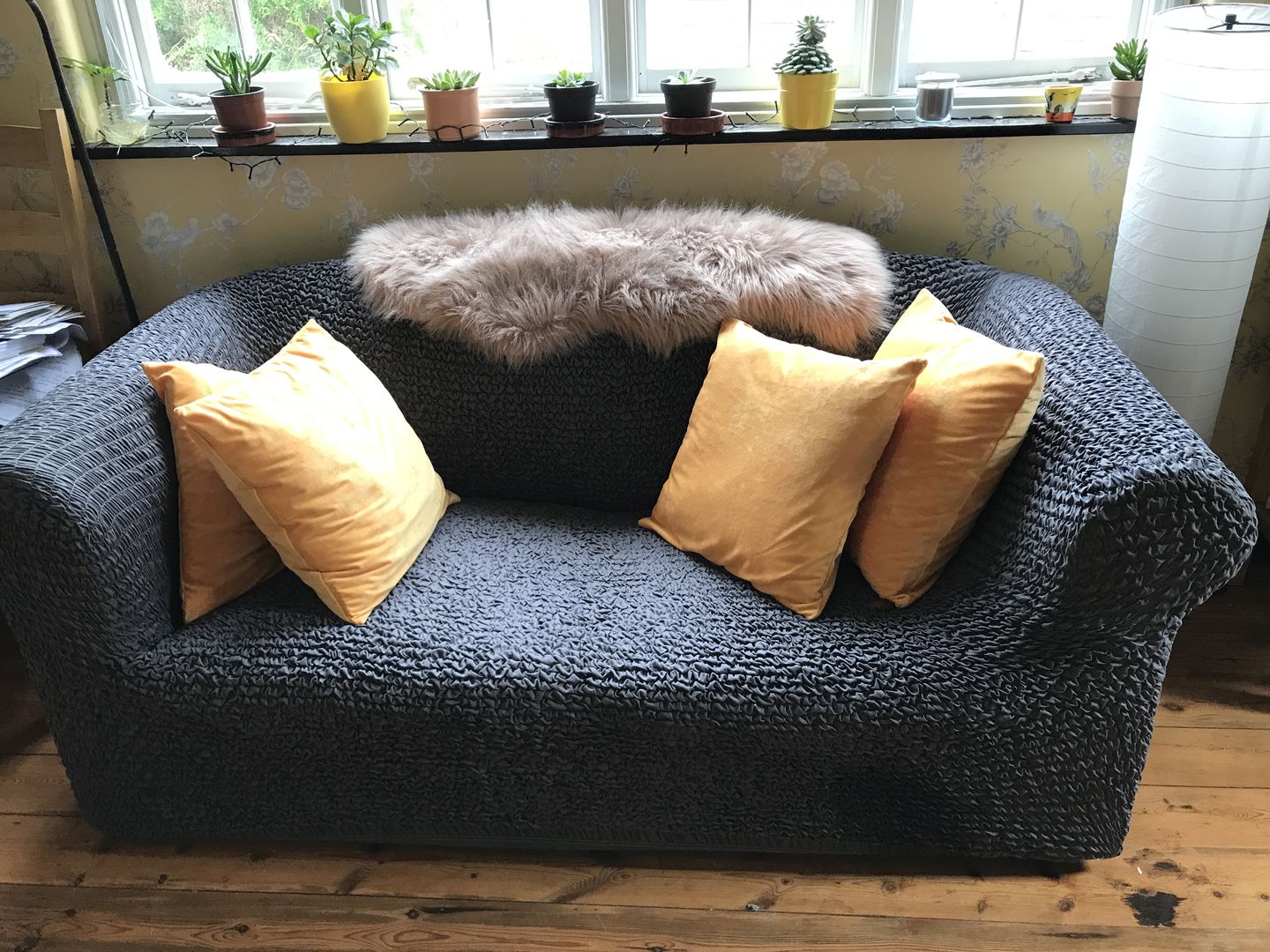 Customer photo review of 2 Seater Sofa Cover - Charcoal  Microfibra