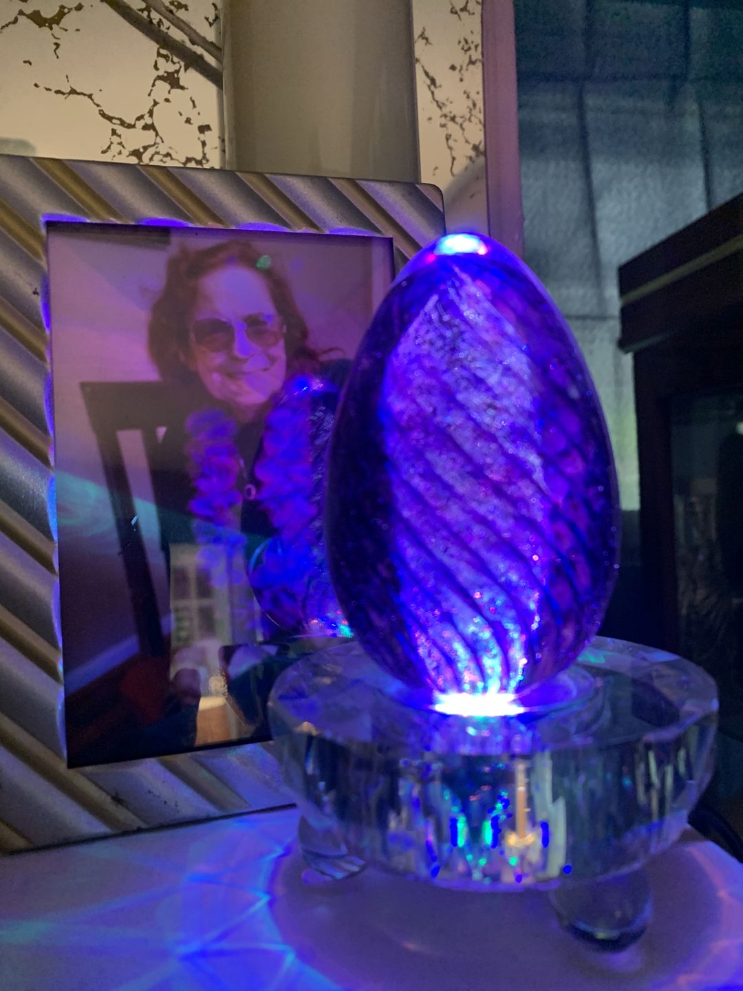 Customer photo review of Multi-Color Lucite Light Stand