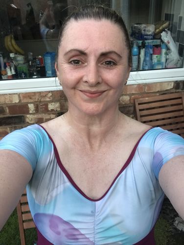 Customer photo review of Women's Alexandria Cap Sleeve Leotard - Jellyfish Print