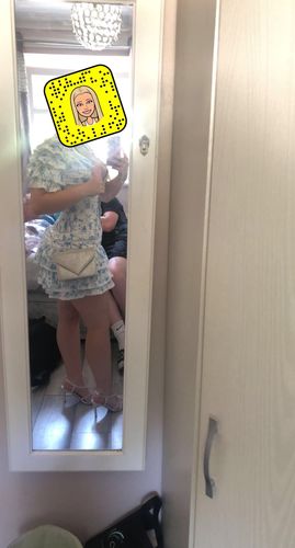 Customer photo review of SAPPHIRE Baby Blue Print dress (Next Day Delivery Available)