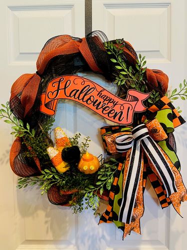 Customer photo review of 4"X10Yd Glitter Check On Royal Orange/Black RGA149820