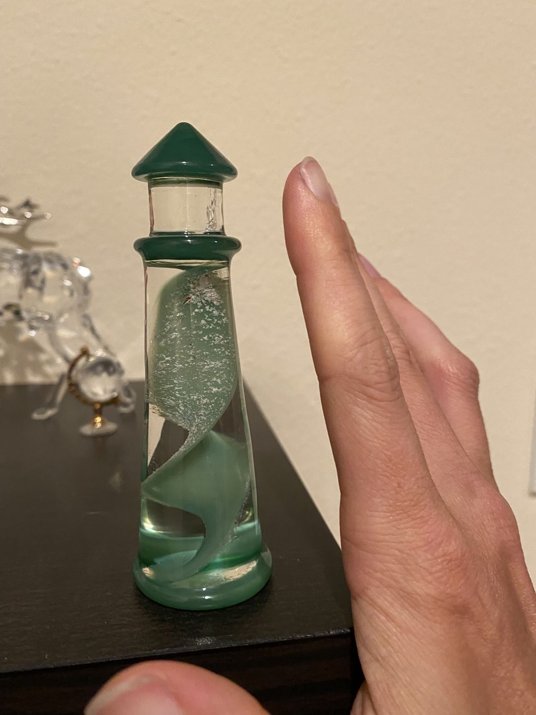 Customer photo review of Memorial Glass Lighthouse with Cremation Ashes