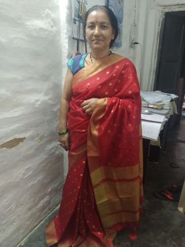 Customer photo review of Apple Red Banarasi Chanderi Saree