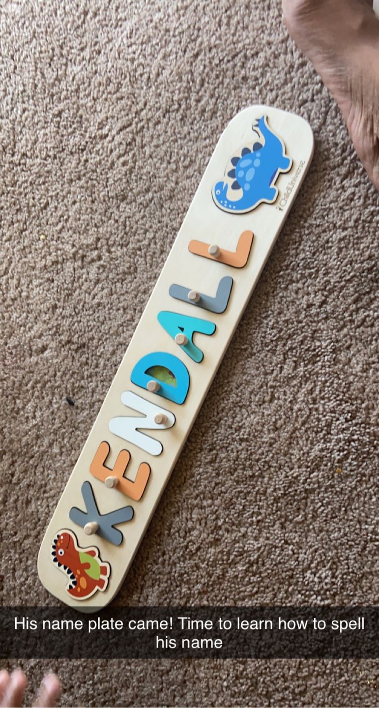 Customer photo review of Boy Dinosaur Name Puzzle