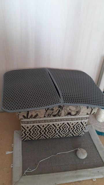 Customer photo review of Tapis de litière pour chat imperméable double couche facile à nettoyer