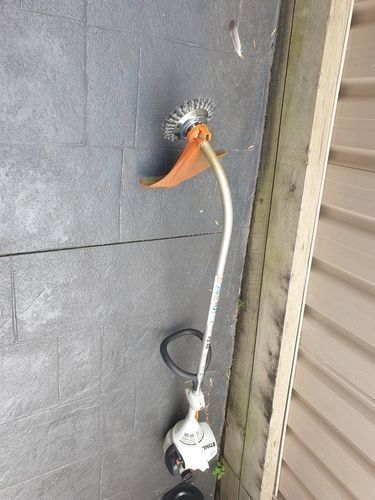 Customer photo review of Trimboss Indestructible Trimmer Head Garden Weed Brush (Upgraded)