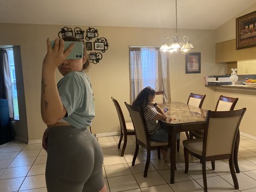 Customer photo review of Grey Seamless Biker Shorts