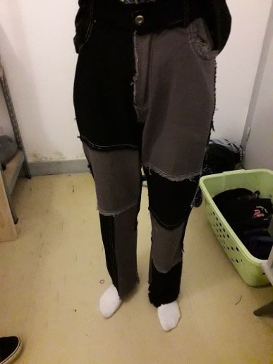 Customer photo review of Ripped Tearing Patchwork Denim Jeans