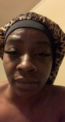 Customer photo review of Locs & Natural Hair Satin Socks Hat