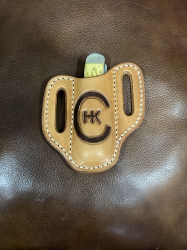 Customer photo review of No.87 | Leather Trapper Knife Sheath (Digital Pattern)