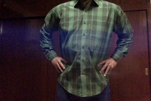 Customer photo review of Camisa Casual Slim Verde con Cuadros