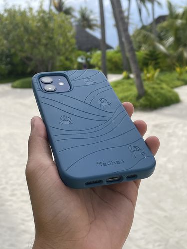 Customer photo review of Eco Friendly iPhone 12 / 12 Pro Phone Case - Crab-tastic in Navy Blue