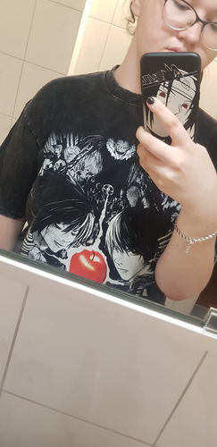 Customer photo review of Harajuku Style Vintage Washed Death Note Oversized Tee
