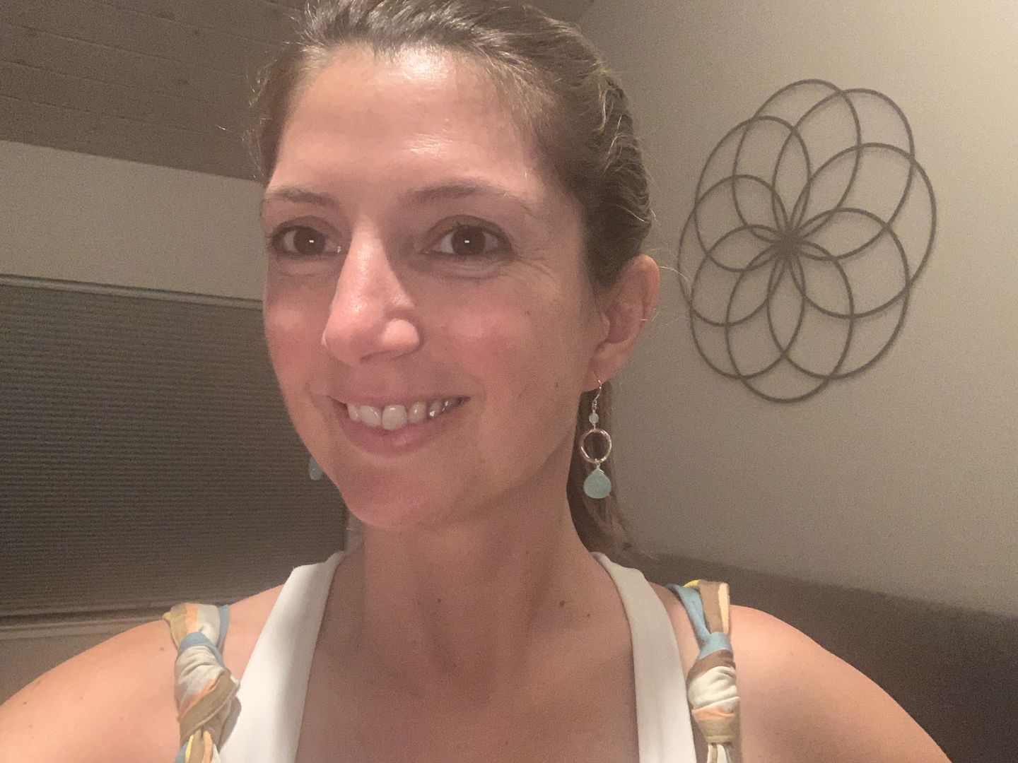 Customer photo review of Blue Chalcedony Gold Drop Earrings