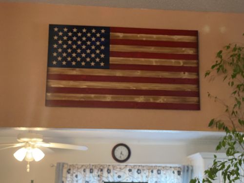 Customer photo review of Traditional United States Rustic Wood Flag