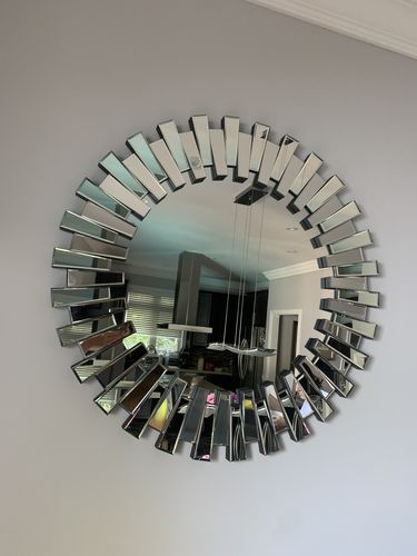 Customer photo review of Elegant Beveled Round Mirror 35"