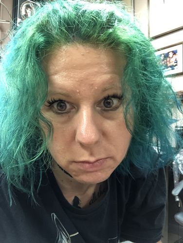 Customer photo review of Firmament Green Prescription Contact Lenses