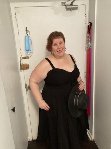 Customer photo review of Miss Kitty Maneater Swing Dress in Black - Vixen by Micheline Pitt