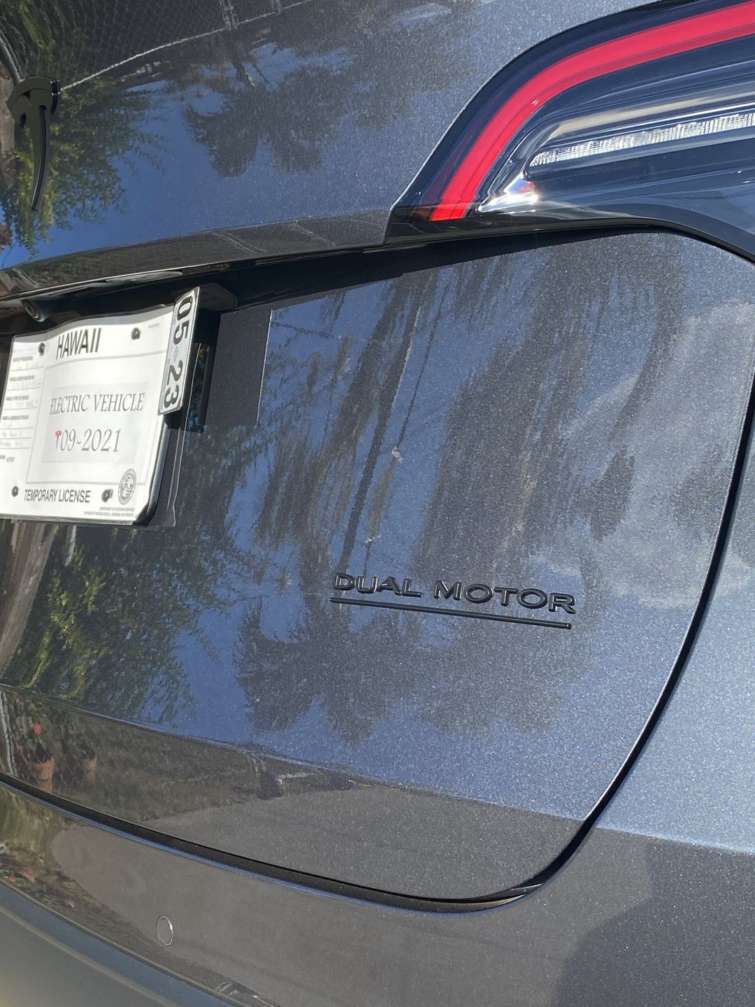Customer photo review of DUAL MOTOR Trunk Badge Emblems for All Teslas (5 color options)