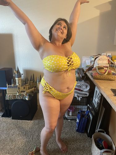 Customer photo review of Yellow Polka Dot Bandeau Top