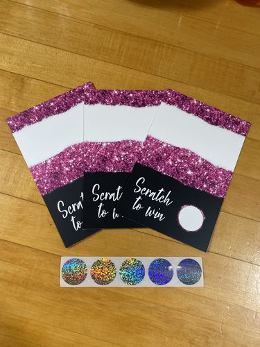 Customer photo review of Pink Glitter Thank You Folded Scratch Cards