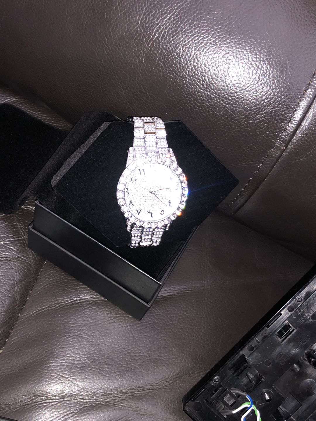 Customer photo review of Arabic Dial Diamond Simulant Watch - Silver