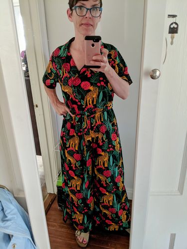 Customer photo review of Jaguar Paradise Black Animal Print Jumpsuit